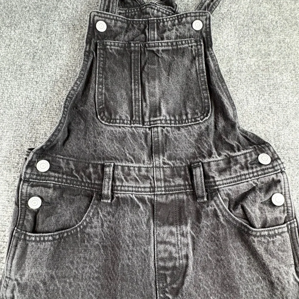 Old Navy Denim Overalls Girls L 10-12 Black Acid Wash Adjustable Grunge Y2K Gorp